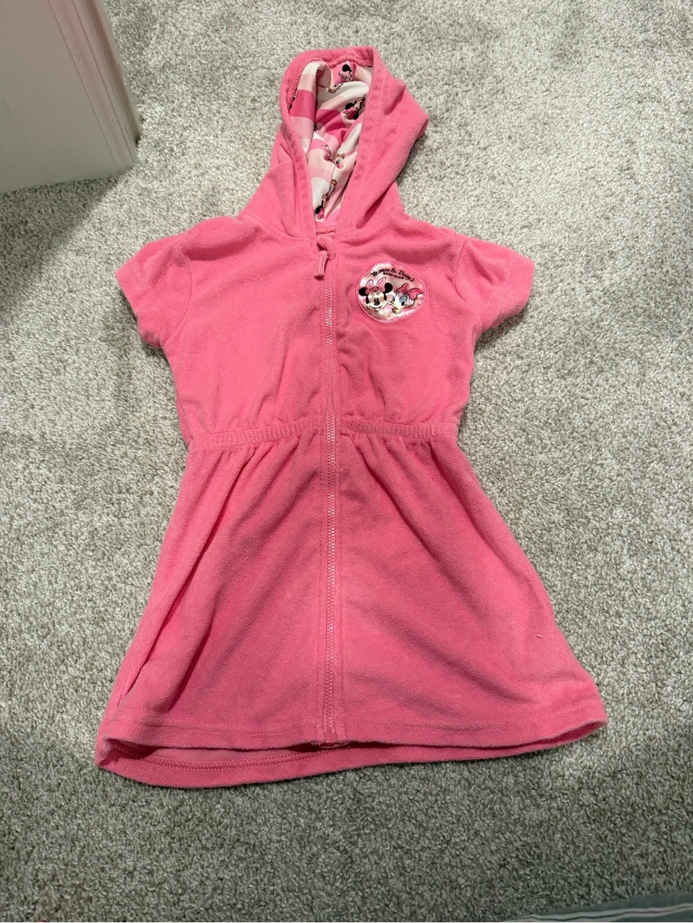 Disney Pink Minnie Mouse Hooded Kids Swim Coverup
